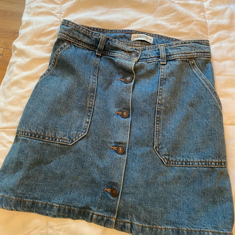 Zara Premium Denim Women's Collection Mini Button Down Y2K Skirt size small